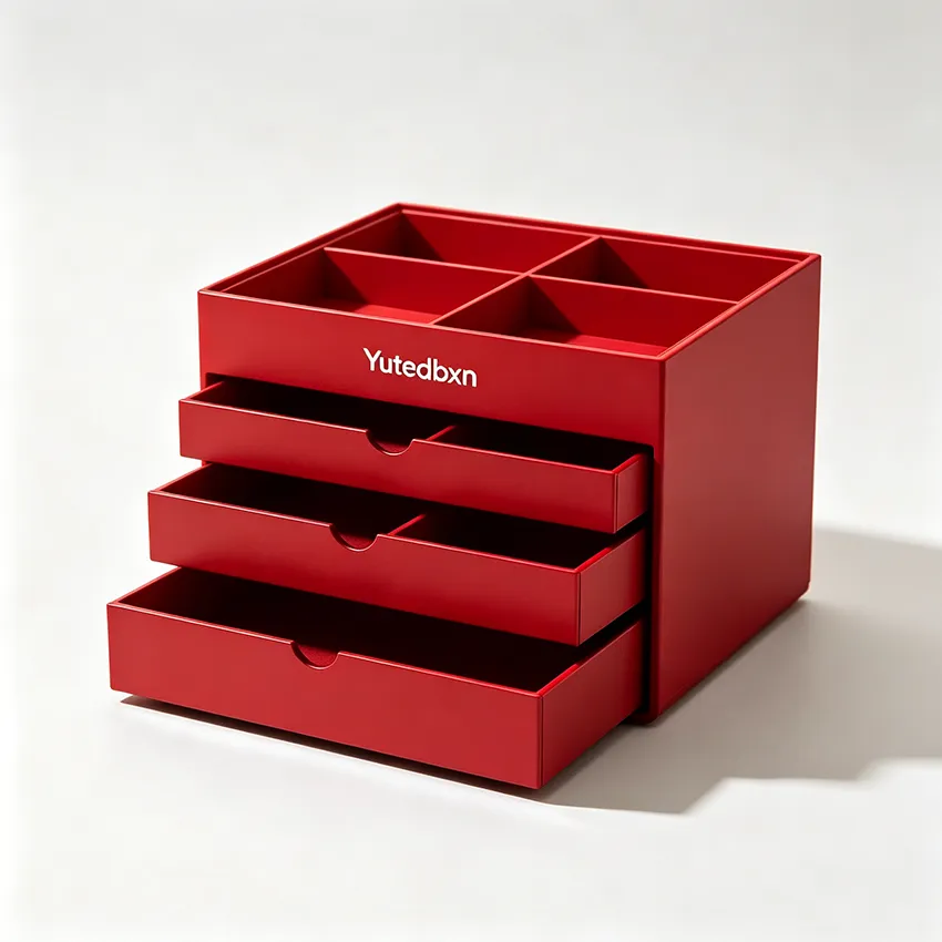 Yutedbxn Bright Red Multi-Layer Drawer Storage Box